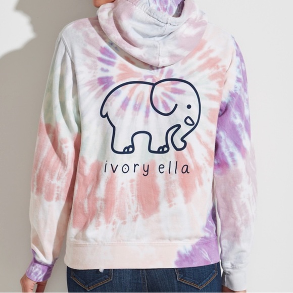 Ivory Ella Oversized Long Sleeve Hoodie tie dye sweatshirt size large - Picture 1 of 6